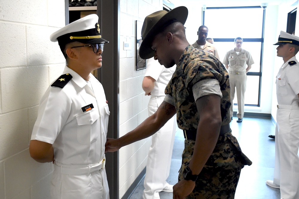 210721-N-JY604-0015 NEWPORT, R.I. (July 21, 2021) Officer Candidate School Uniform Inspection class 15-21.