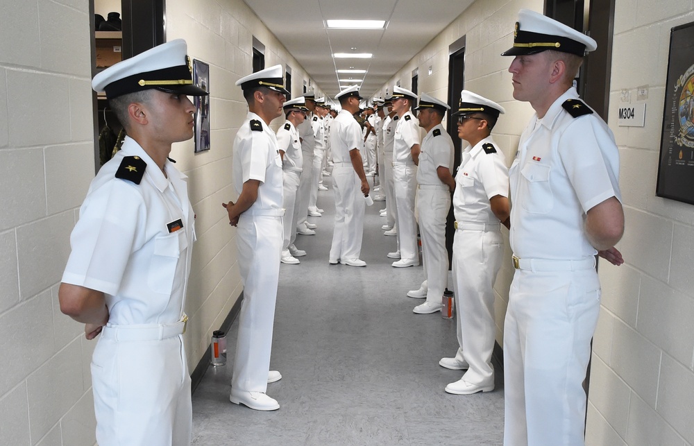 210721-N-JY604-0015 NEWPORT, R.I. (July 21, 2021) Officer Candidate School Uniform Inspection class 15-21.