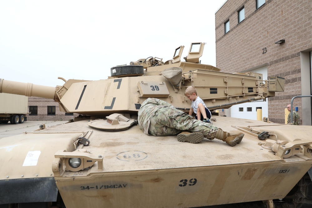 2nd Combined Arms Battalion 136th Infantry Regiment gives Ethan Manson a tour of M1 Abrams Tank