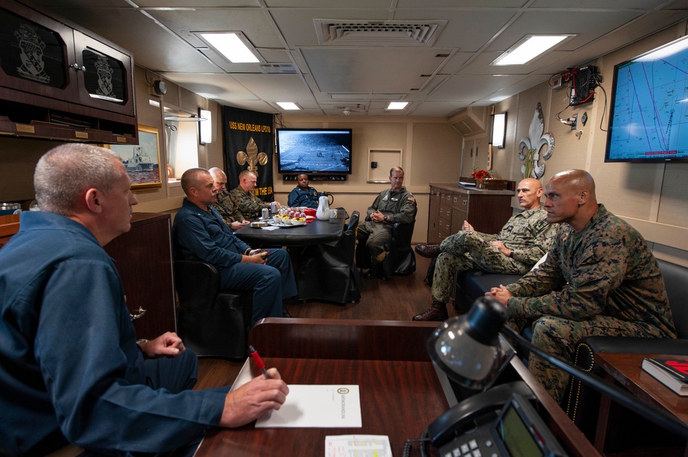 CDRE Greg Baker Visit to USS New Orleans 2021