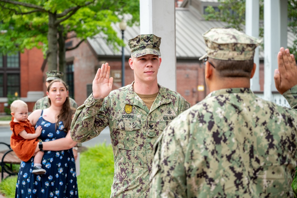 MA2 Tyrell Dugre reenlistment ceremony