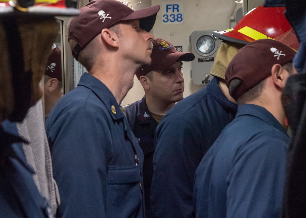 USS Kidd Conducts Firefighting Drill