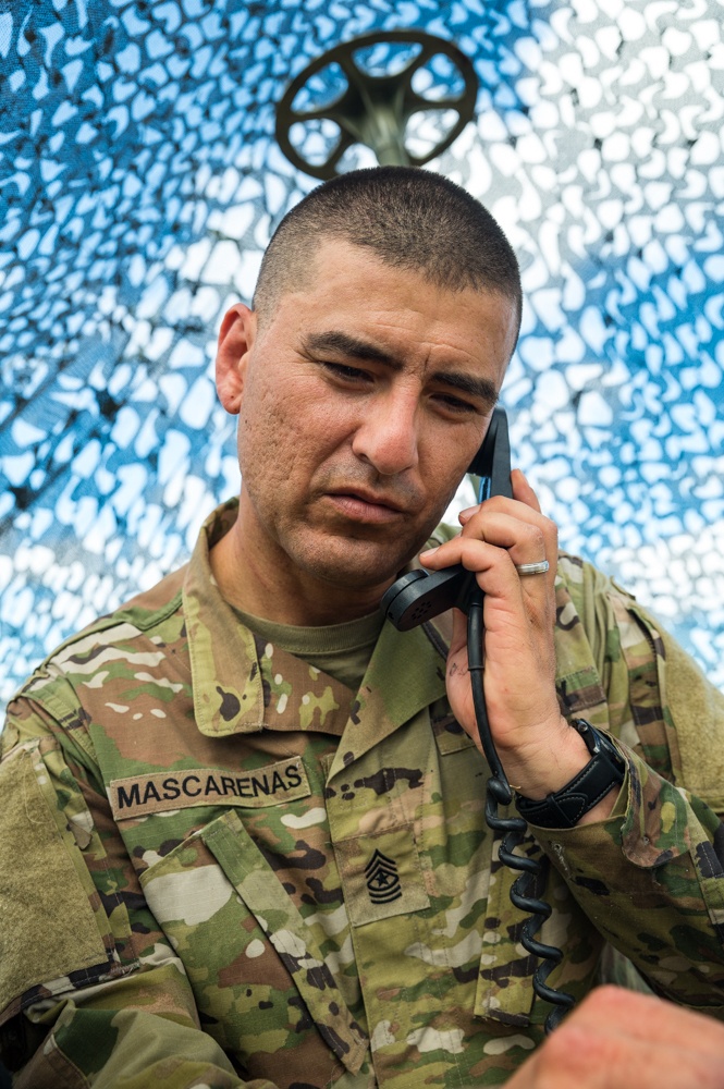 A Sergeant Major Calls in a Medical Evacuation During the MEDCOM 2021 Best Leader Competition Lane Certification