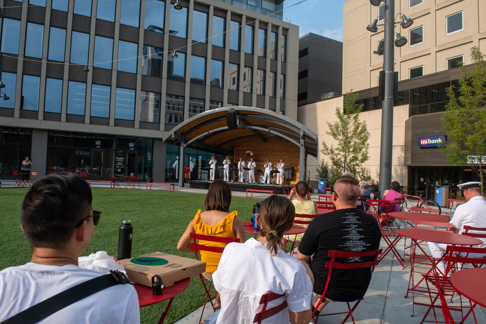 Navy Band Great Lakes Brass Band Perform at Broadway Square during Fargo Navy Week