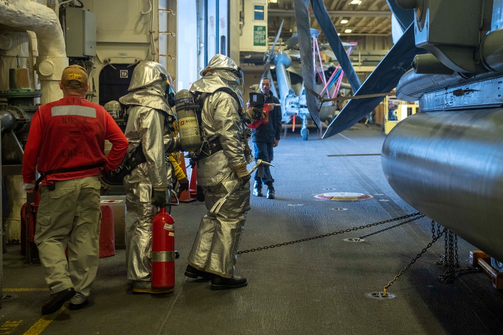 USS America conducts damage control drill