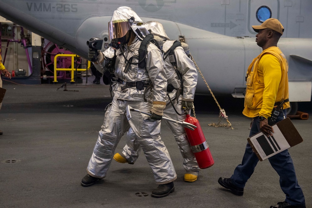 USS America conducts damage control drill