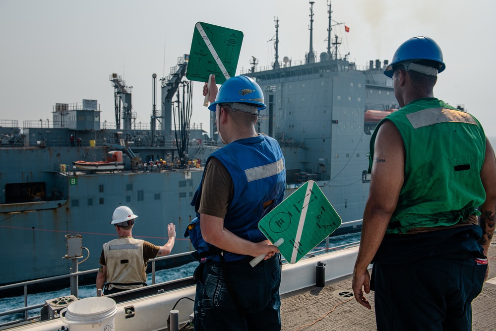 USS Lewis B. Puller Conducts Replenishment At Sea With USNS Cesar Chavez