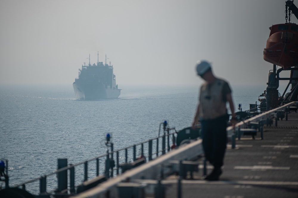 USS Lewis B. Puller Conducts Replenishment At Sea With USNS Cesar Chavez