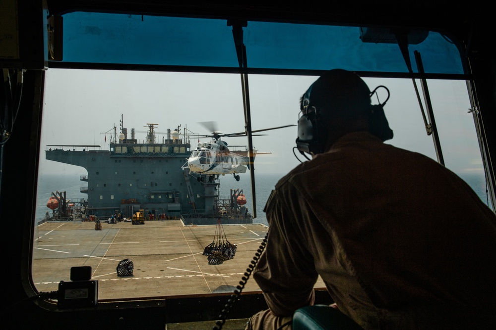 USS Lewis B. Puller Conducts Replenishment At Sea With USNS Cesar Chavez