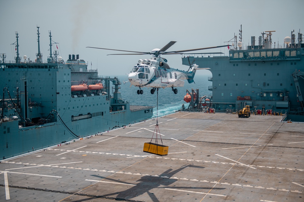 USS Lewis B. Puller Conducts Replenishment At Sea With USNS Cesar Chavez