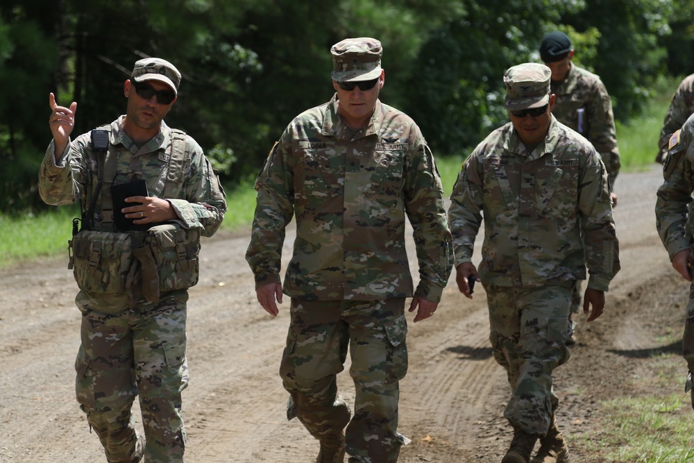 Brigadier General Stephen Logan, Deputy Adjutant General Hawaii National Guard visits his troops at Fort Polk, La.