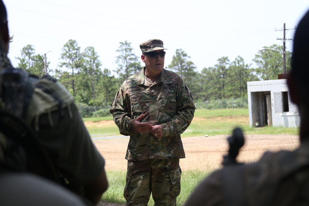 Brigadier General Stephen Logan, Deputy Adjutant General Hawaii National Guard visits his troops at Fort Polk, La.