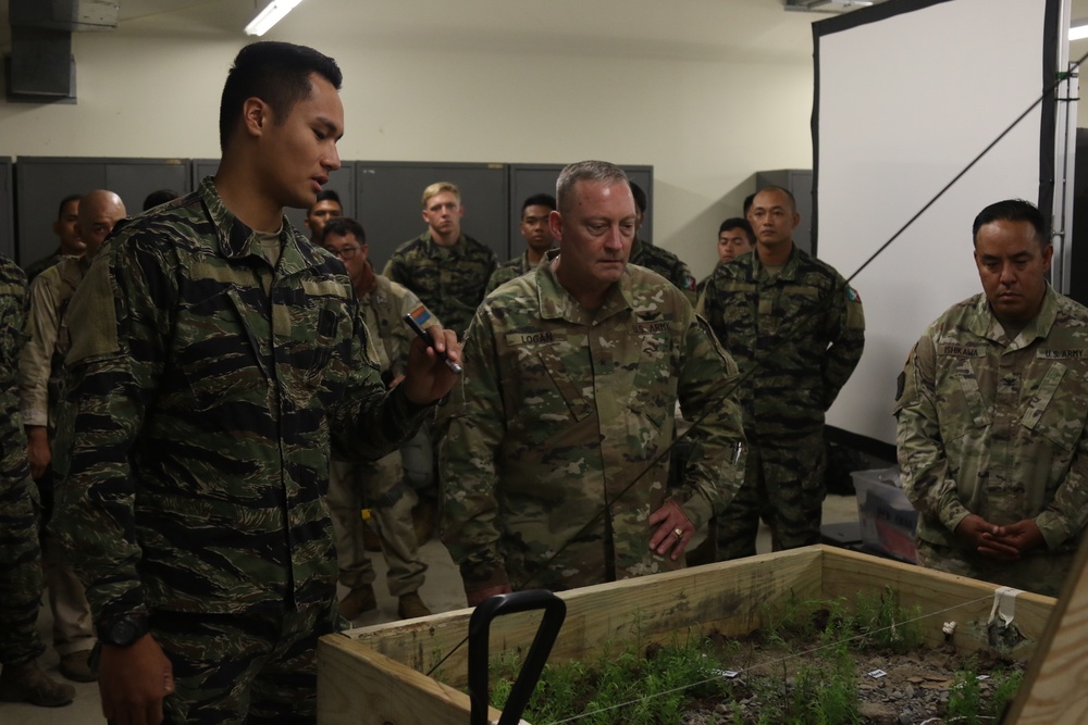 Brigadier General Stephen Logan, Deputy Adjutant General Hawaii National Guard visits his troops at Fort Polk, La.