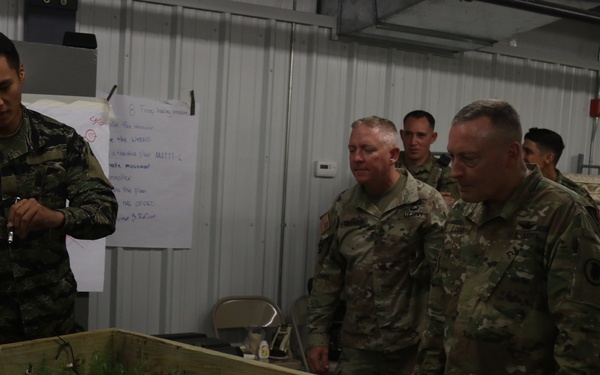 Brigadier General Stephen Logan, Deputy Adjutant General Hawaii National Guard visits his troops at Fort Polk, La.