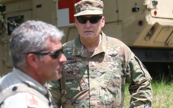 Brigadier General Stephen Logan, Deputy Adjutant General Hawaii National Guard visits his troops at Fort Polk, La.