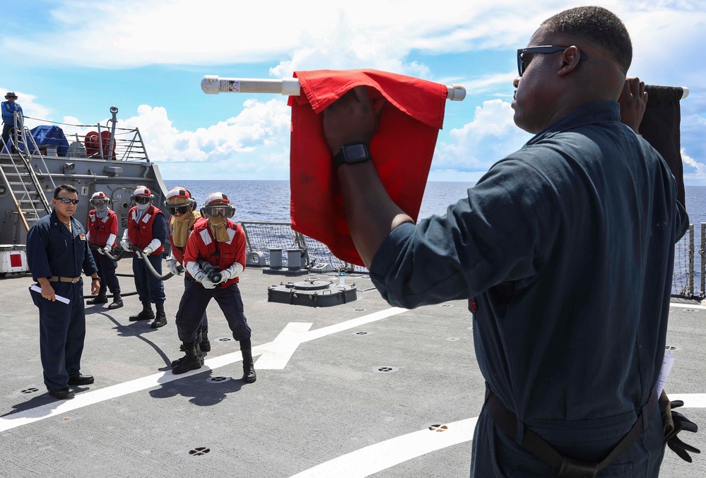 USS Benfold Conducts Flight Deck Drill