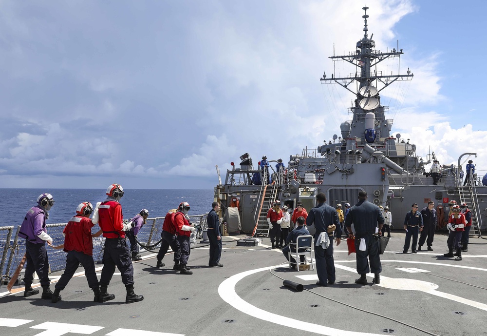 USS Benfold Conducts Flight Deck Drill