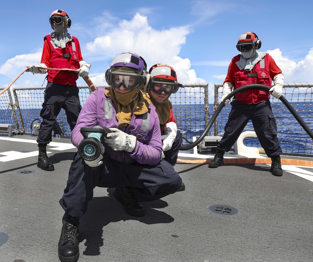 USS Benfold Conducts Flight Deck Drill