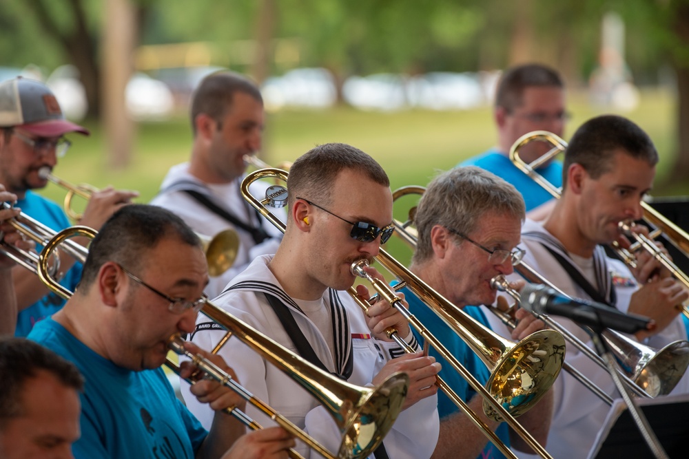 Navy Band Great Lakes Brass Band and FM Kicks Perform at Gooseberry Mound Park During Fargo Navy Week
