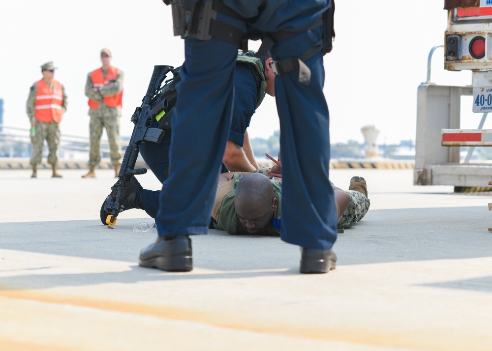 Naval Station Norfolk and USS Ramage Participate in an Active Shooter Training