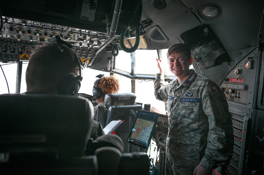 Civil Air Patrol cadets fly on C-130H