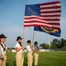 USS Constitution’s color guard presents the colors at a Red Hawks baseball game for the Fargo, North Dakota Navy week