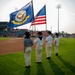USS Constitution’s color guard presents the colors at a Red Hawks baseball game for the Fargo, North Dakota Navy week
