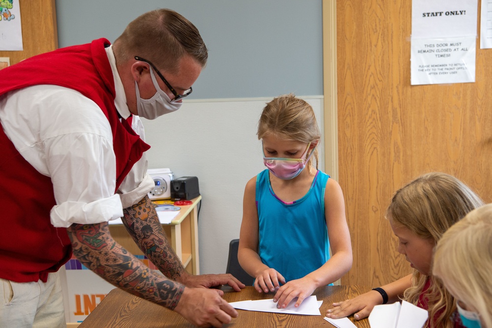 Chief Culinary Specialist Dorrance Larson promotes USS Constitution at the Boys and Girls Club in Fargo, North Dakota