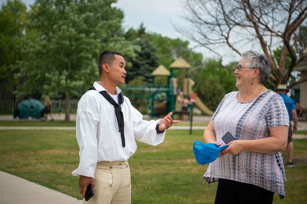 Logistic Specialist Soeun Chea promotes USS Constitution at the Boys and Girls Club in Fargo, North Dakota