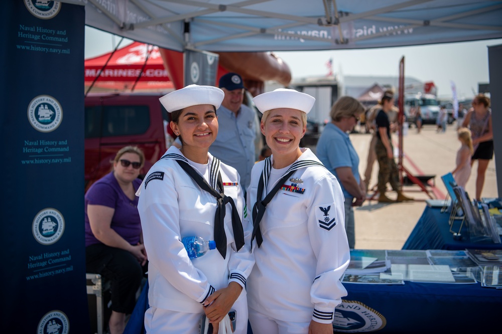 USS Constitution Sailors participate in a Meet and Greet for Fargo Navy Week during an airshow in Fargo, North Dakota