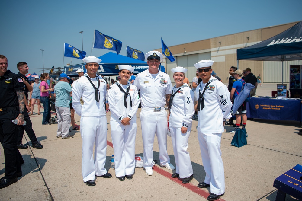 USS Constitution Sailors participate in a Meet and Greet for Fargo Navy Week during an airshow in Fargo, North Dakota