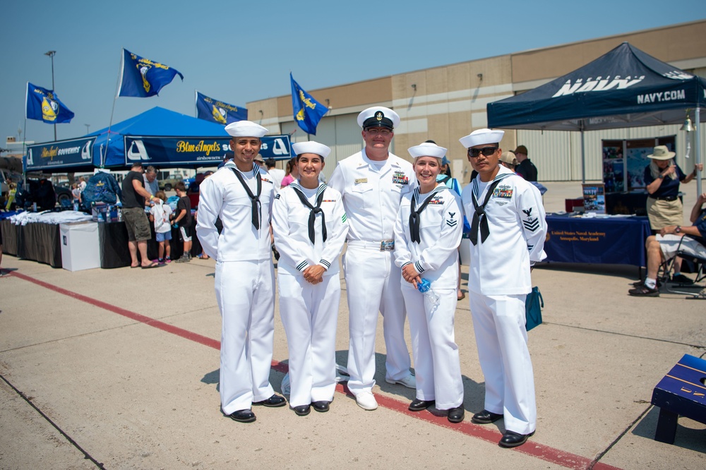 USS Constitution Sailors participate in a Meet and Greet for Fargo Navy Week during an airshow in Fargo, North Dakota