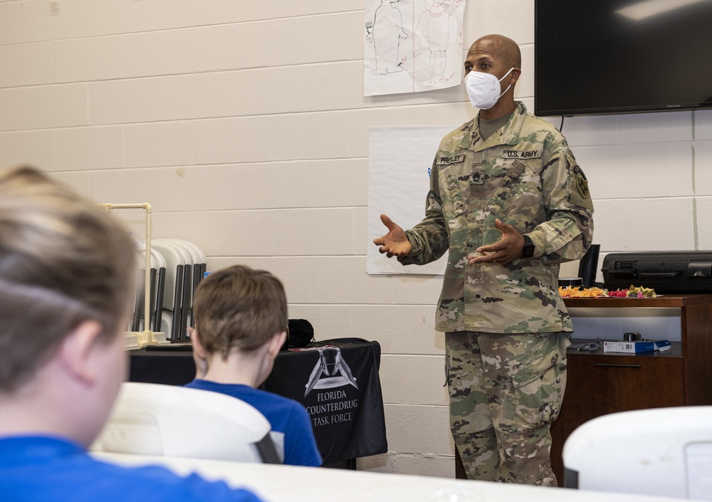 Florida National Guard Counterdrug's Drug Demand Reduction Outreach teach Bradford County 4H campers how to live a drug free lifestyle