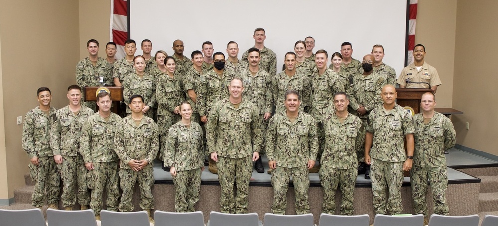 Commander, Naval Supply Systems Command and 49th Chief of Supply Corps, RADM Peter Stamatopoulos meets with area Supply Corp officers and Naval Station Mayport.