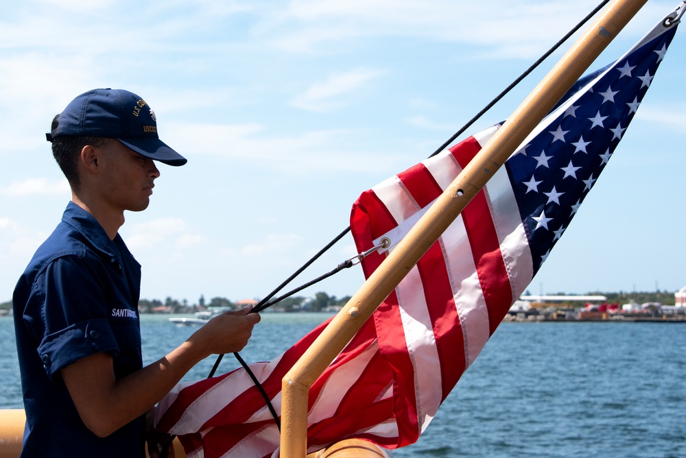 USCGC Brant Crew Member Posts National Ensign
