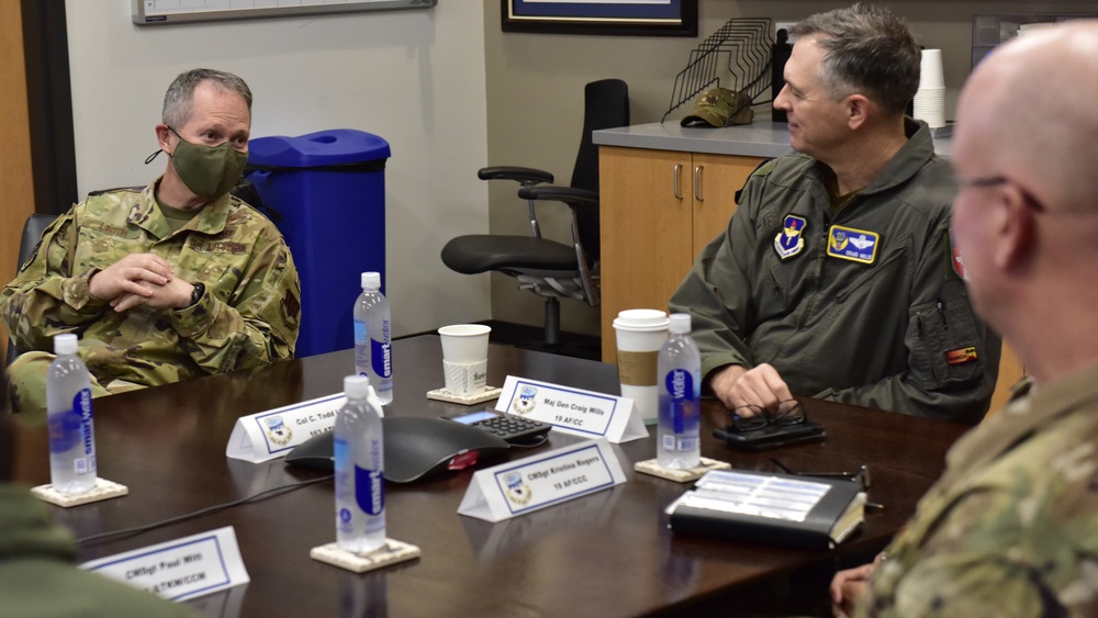 19th Air Force Commander Maj. Gen. Craig D. Wills visits March Air Reserve Base, California