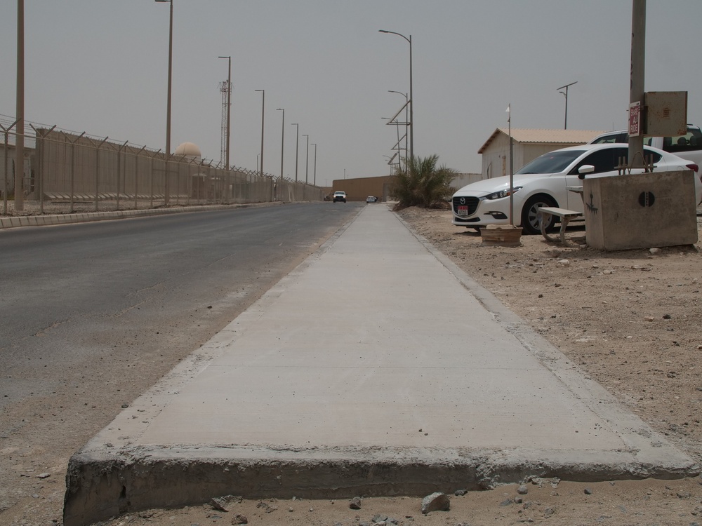 111th Theater Engineer Brigade Soldiers Construct Sidewalks on Al Dhafra Air Base