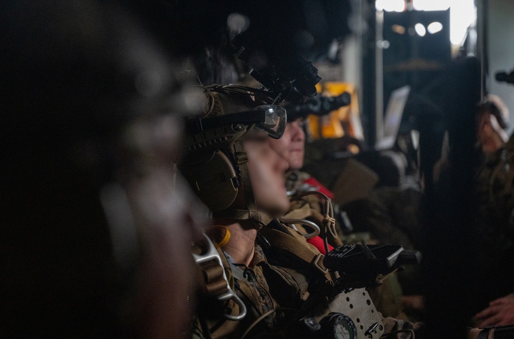 U.S. Marines Conduct a military free fall exercise with CV-22B Ospreys from the 352nd Special Operations Wing.
