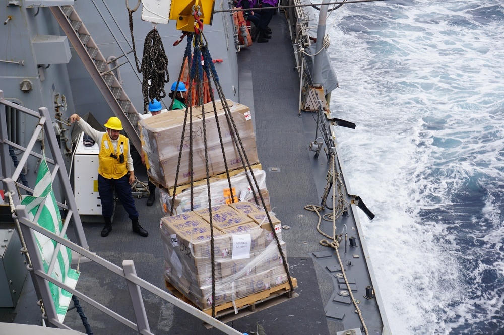 USS Michael Murphy (DDG 112) Conduct A Replenishment-At-Sea