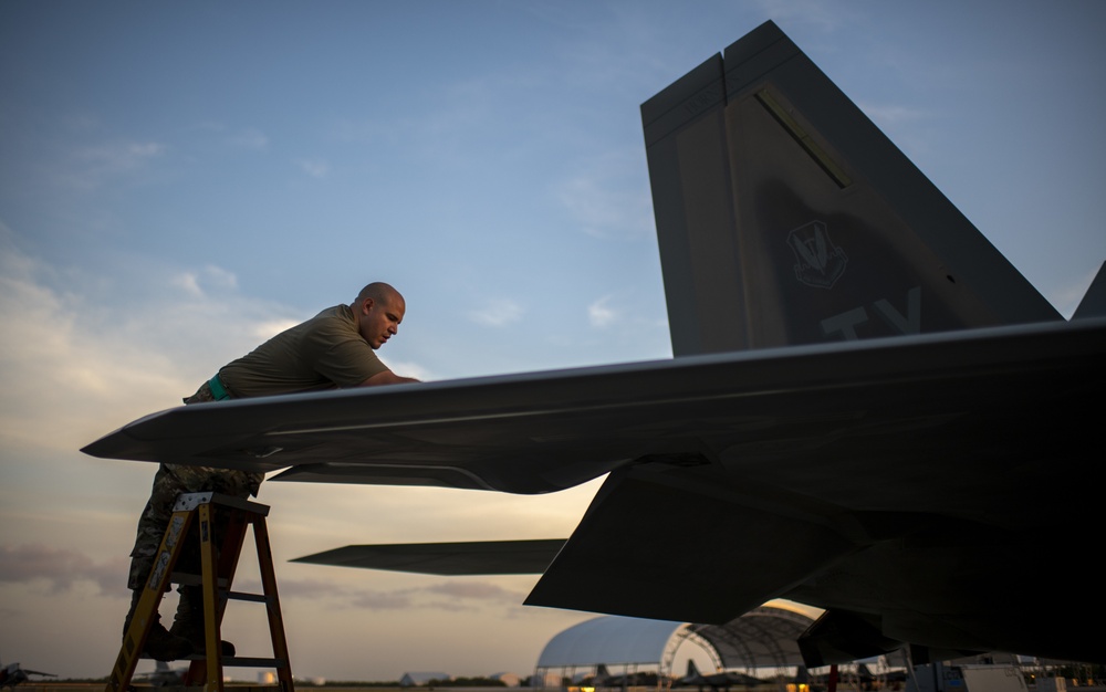 Raptor Maintenance at sunset