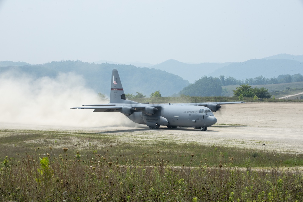 Sentry Storm 2021 - Air National Guard resupplies Camp Branch FOB with Hercules C-130J