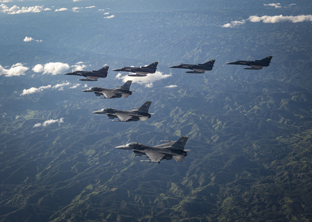 F-16s and Kfirs fly in formation over Colombia