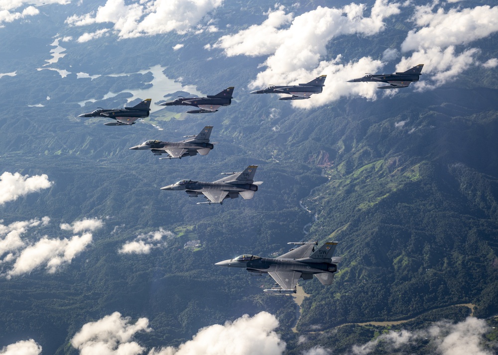 F-16s and Kfirs fly in formation over Colombia