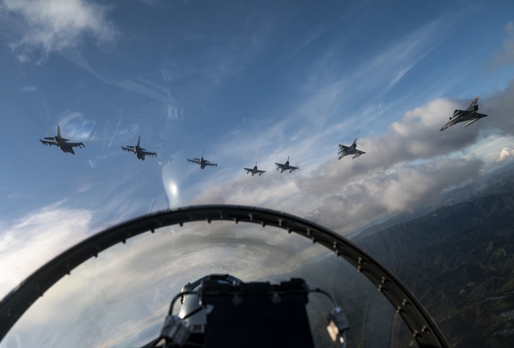 F-16s and Kfirs fly in formation over Colombia