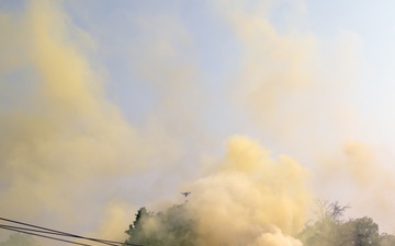 Drone flies through smoke