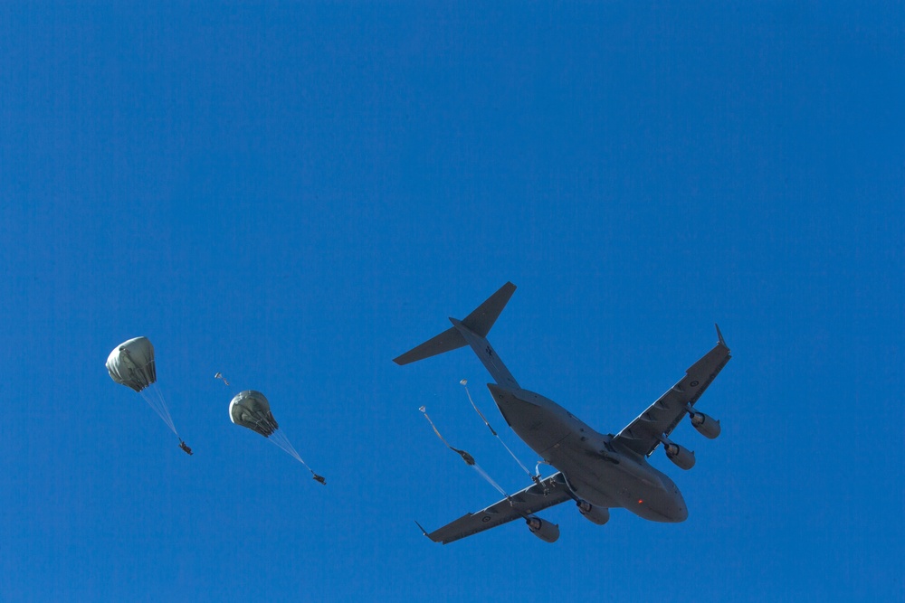 Spartan Brigade paratroopers jump over Queensland, Australia during Exercise Talisman Sabre 21