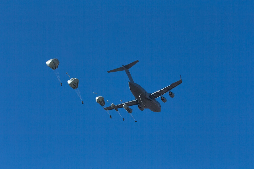 Spartan Brigade paratroopers jump over Queensland, Australia during Exercise Talisman Sabre 21