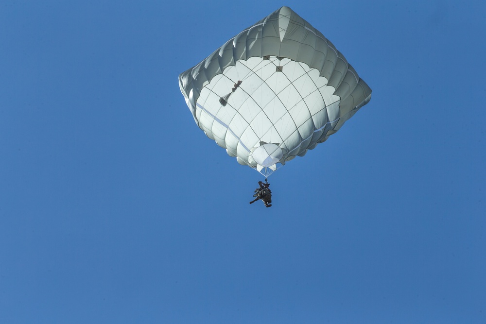 Spartan Brigade paratroopers jump over Queensland, Australia during Exercise Talisman Sabre 21