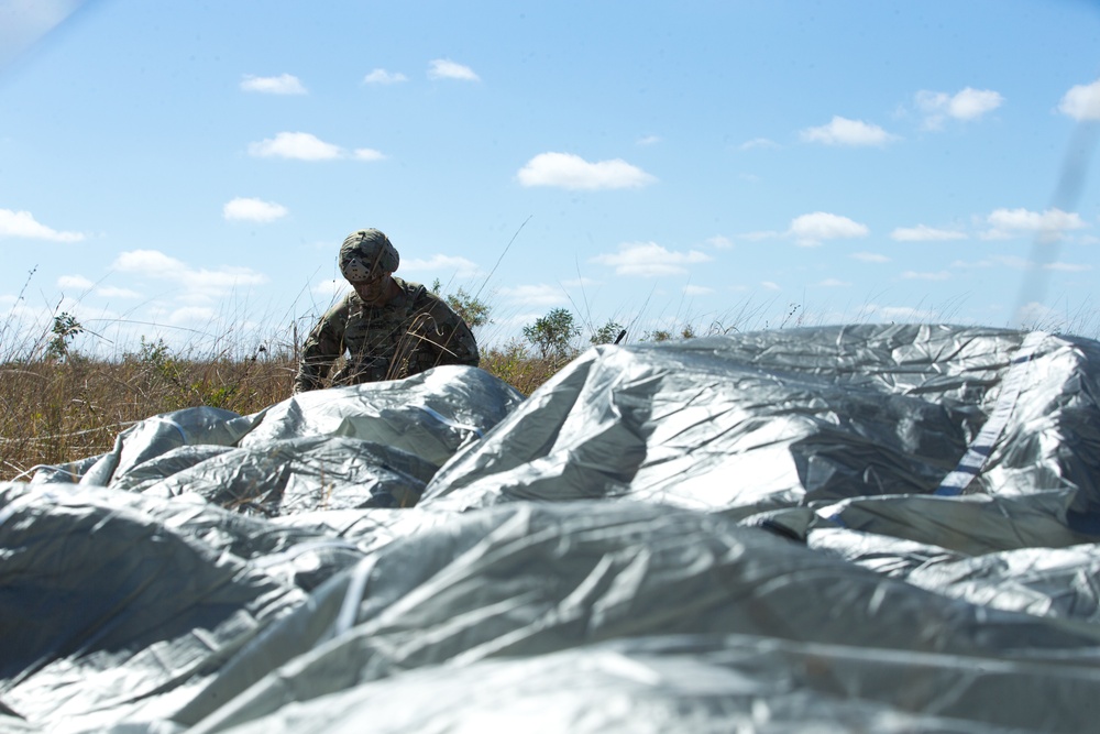 Spartan Brigade paratroopers jump over Queensland, Australia during Exercise Talisman Sabre 21