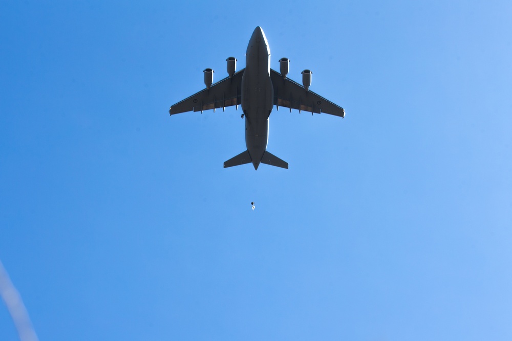 Spartan Brigade paratroopers jump over Queensland, Australia during Exercise Talisman Sabre 21